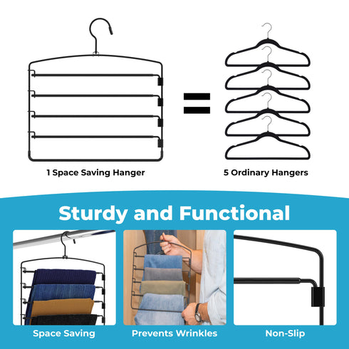 5-Tier Pants Hangers Set - 4 Pack